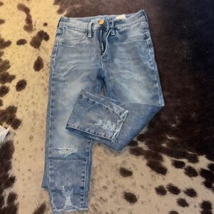 Old Navy Blue Distressed Ankle Cropped Jeans